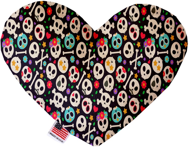 Dia de Los Muertos Skulls 6 Inch Heart Dog Toy